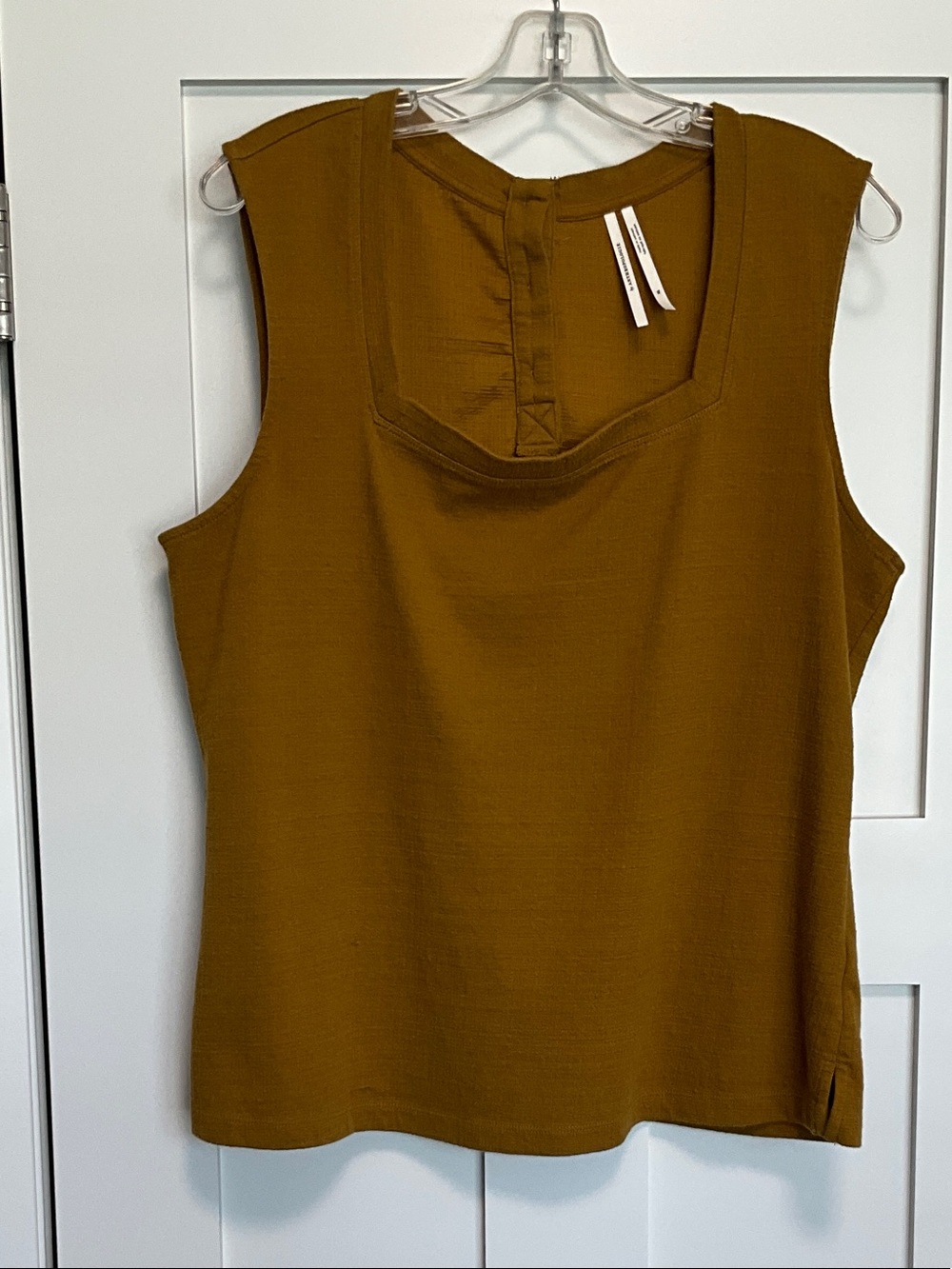 Sleeveless Square-Neck Tank Top - Mustard Brown